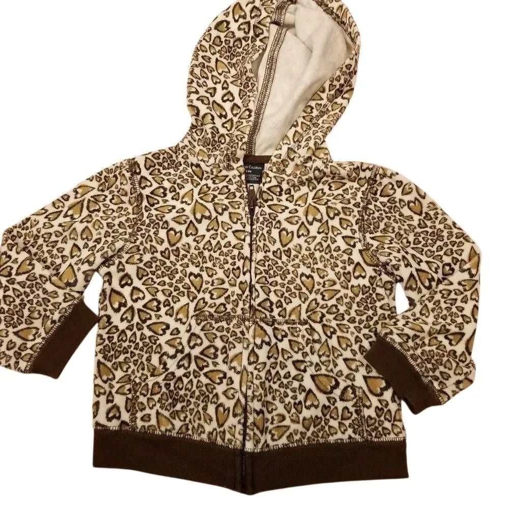 Faded Glory Leopard Hearts hooded jacket 24 months